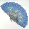 handmade lace fan blue