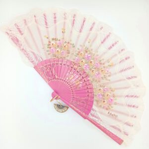 abanico rosa pintado a mano