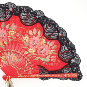 laces handfans red black