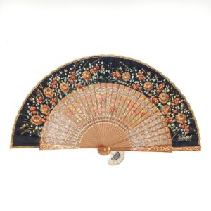 abanicos pintados a mano negro y bronce