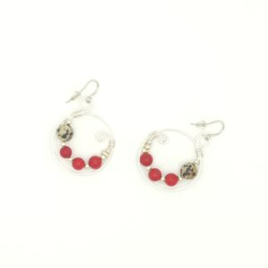 PENDIENTES PLATA Y PIEDRAS ROJOS