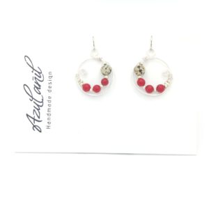 PENDIENTES PLATA Y PIEDRAS ROJOS ALAMBRE