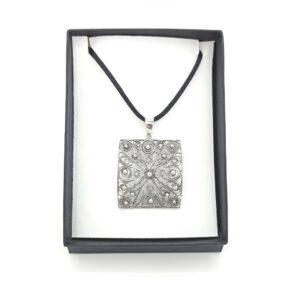 colgante plata grande cuadrado caja regalo