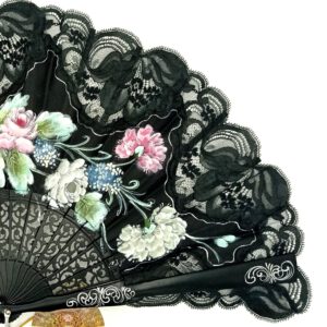 abanico grande negro flores